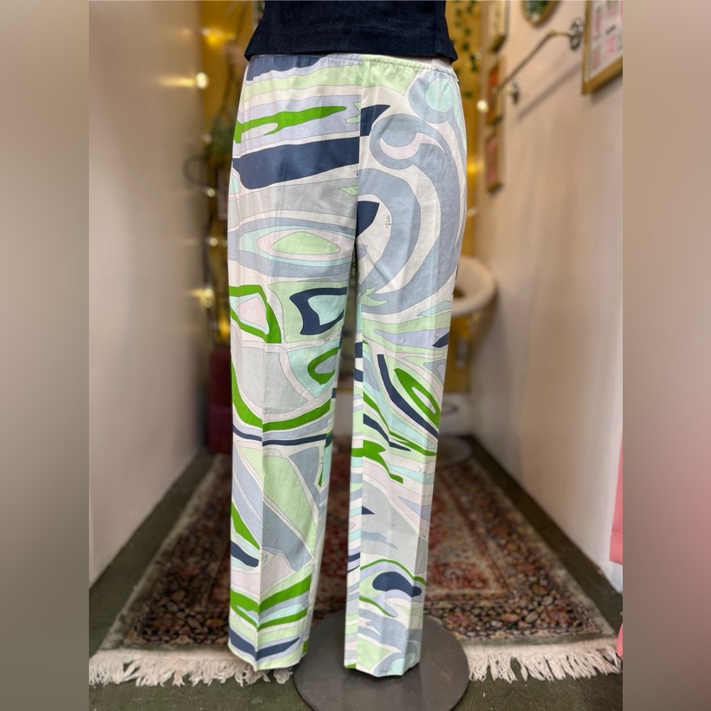 Y2k Emilio Pucci Lightweight Blue, White, and Green Pants